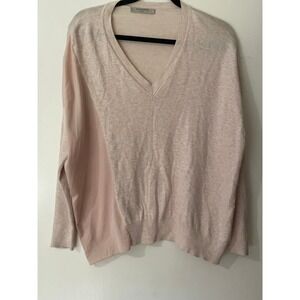 ALL SAINTS Alda Pink V-Neck Panel Sweater Size Small